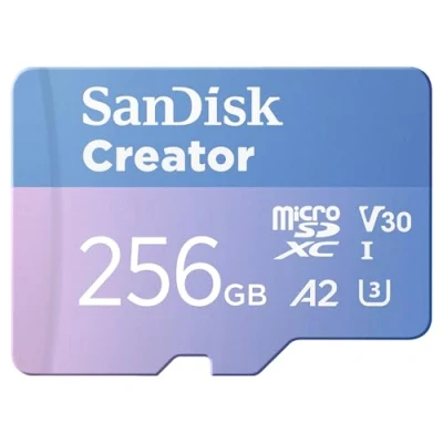 Immagine di SanDisk Creator MicroSD 256GB (microSDXC, 256 GB, U3, UHS I), Scheda di memoria, Blu