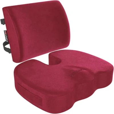 Immagine di FORTEM Cuscino Sedia Ufficio, Lombare Ufficio y Auto, per da Scrivania, Ergonomico in Memory Foam, Antiscivolo Seduta e Schienale Gaming, Cedile Auto