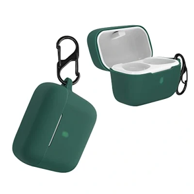 Immagine di kwmobile Custodia Silicone Cuffie Compatibile con Sennheiser CX True Wireless Cover Porta Auricolari Moschettone Case verde scuro