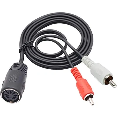 Immagine di zdyCGTime cavi MIDI DIN da 7 pin a 2 RCA Prolunga,Doppio Maschio Femmina adattatore audio,Compatibile con per sistemi Bang &amp; Olufsen, Naim, Quad.Stereo.(1,5 M)