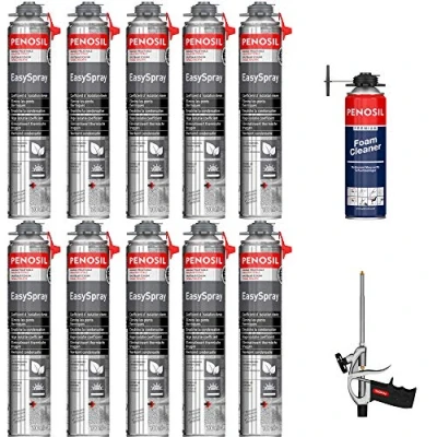 Immagine di Schiuma espansiva poliuretanica proiettabile 700 ml Set di 10 + 1 pistola detergente Qualità professionale Eccellente isolamento acustico Unico sul mercato Applicazione