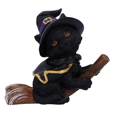Immagine di Nemesis Now Tabitha Statuetta di Gatto Nero con Manico Scopa, Resina, 11 cm, 7 unità