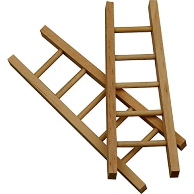 Immagine di greedeko 6 pezzi Scala in miniatura per artigianato 10 x 4 cm, legno, il fai da te e bricolage, decorazioni