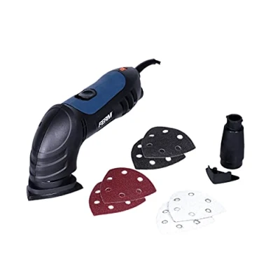 Immagine di FERM Levigatrice a delta 280W Include 6 carte abrasive per pietra, legno e pittura G80