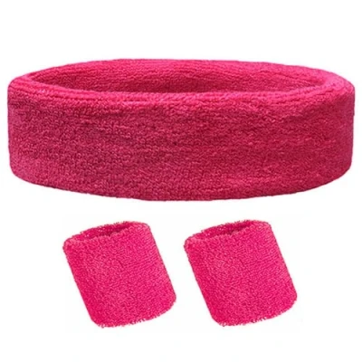 Immagine di TRIXES Set 3 fasce antisudore rosa Novità accessori per travestimenti fascia capelli e polsini