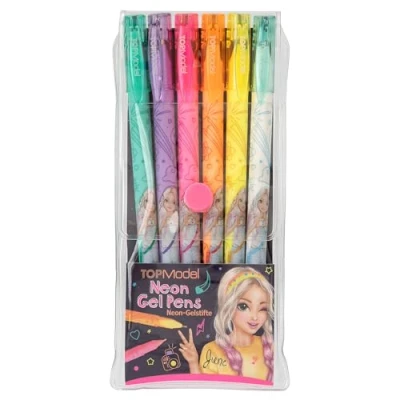Immagine di Depesche 12229 TOPModel Gel Neon, Set di 6 Penne nei Colori Turchese, Viola, Rosa, Giallo, Arancione e Bianco, per Scrivere Anche su Carta Scura