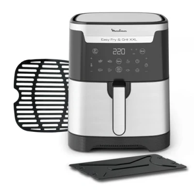 Immagine di Moulinex EZ801D Easy Fry &amp; Grill Friggitrice ad Aria e Griglia 2 in 1, Capacità XXL, Divisore per Duplice Cottura, Rosolatura Impeccabile, Risultati Croccanti, Cottura Sana, 8 Programmi, 6.5 L