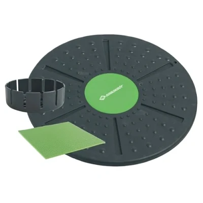 Immagine di Schildkröt Fitness Balance Board, Tavola per Equilibrio, Verde/Antracite, Incluso Accessorio Extra con Curvatura più Forte, Pad Antiscivolo, 960031, Multicolore (Anthrazit Limegreen)