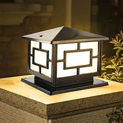 Immagine di Mengjay Giardino Luci colonna, paesaggio prato E27 Lampada a pilastro Luce esterno esterni (Nero) Piedistallo Impermeabile colonna Lanterna alluminio Porta Illuminazione