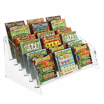 Immagine di DesignPlex Espositore gratta e vinci da banco in plexiglass trasparente a 18 tasche Misure: 37 x 26 H18 cm
