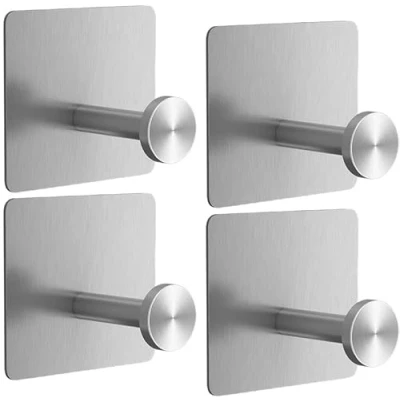 Immagine di CYILIUEN Confezione da 4 ganci adesivi parete 1407B3 per bagno, cucina, asciugamani, chiavi, argento