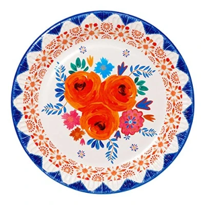 Immagine di Talking Tables Inspired by India Piatti floreali completamente riciclabili, confezione da 12 pezzi, 23 cm, motivo spezie, PLTES