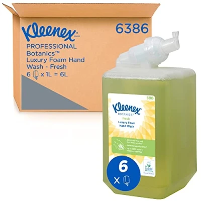 Immagine di sapone per mani in schiuma Kleenex Botanics Fresh Luxury 6386 profumato 6 ricariche di verde da 1 litro (totale litri)