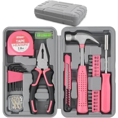 Immagine di Hi Spec Set Attrezzi 25 Pezzi Rosa per Casa e Fai da Te Kit di Base Donne