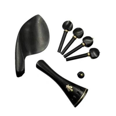 Immagine di kit di accessori per violino 1 set 4/4 ebano legno parti raccordi cordiera+piroli accordatura+puntali+mentoniera/supporto mentoniera