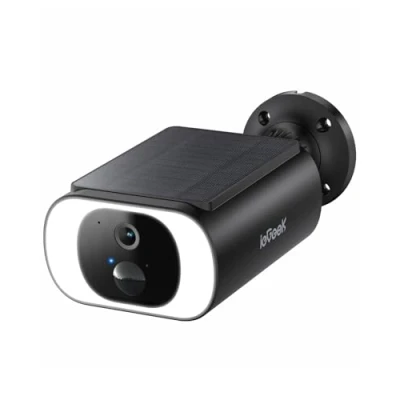 Immagine di ieGeek 2K Telecamera Wi Fi Esterno Senza Fili con Pannello Solare Integrato, Videocamera Sorveglianza Batteria, Rilevazione di Movimento PIR, Sirena, Visione Notturna a Colori, 2 Vie Audio, 2.4G, Nero