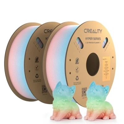 Immagine di Creality Hyper PLA Filament Arcobaleno 2KG, Filamento per Stampanti 3D La Stampa Ad Alta Velocità, Durevole e Liscio, Prestazioni Di Overhang Accuratezza Dimensionale +/ 0,03mm, 2 Rotoli