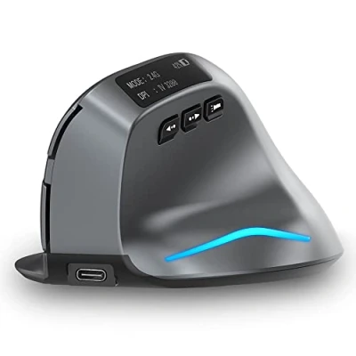 Immagine di zelotes Mouse wireless Ricaricabile,Mouse Bluetooth con Schermo LED,3200 DPI 8 Pulsanti Verticale Ergonomico,Mouse Senza Fili per PC,Laptop
