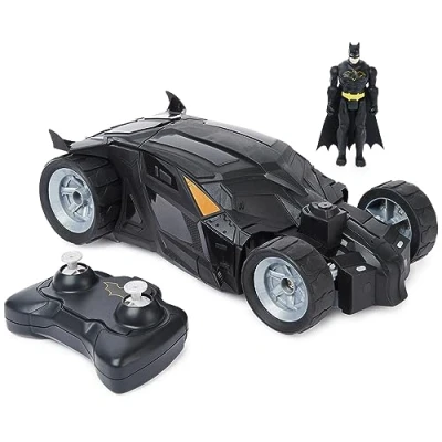 Immagine di DC Comics, Batmobile, auto telecomandata facile da guidare, compatibile con personaggi di Batman, giocattoli per bambini ragazzi e ragazze dai 4 anni in su