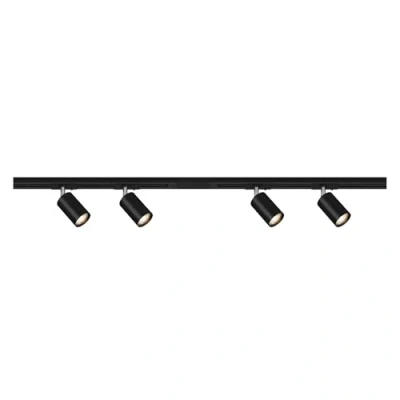 Immagine di BRILONER Set iniziale di binari, 4x spot GU10 orientabili, espandibili, sistema illuminazione a binario soffitto, per faretti, lampada plafoniera, faretto, 1,5 m, nero