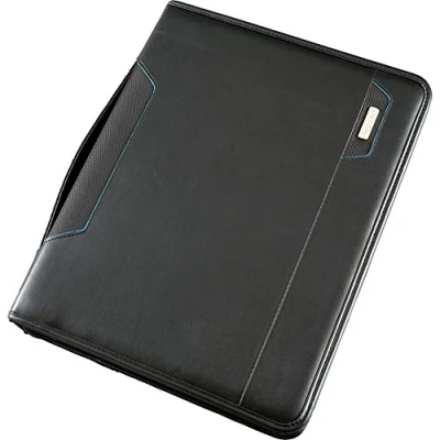 Immagine di Alassio 30115 Cartella portadocumenti SALERNO in formato DIN A4, finta pelle, colore: nero, 36,5 x 30 7,5 cm, con scomparto imbottito per tablet