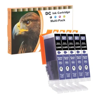 Immagine di D&amp;C 5x Foto blu cartucce compatibili con Canon CLI 581 XXL ricambio per Pixma TR7550 TR8550 TS6150 TS6151 TS6250 TS6251 TS8150 TS8151 TS8152 TS8250 TS8251 TS8252 TS9150 TS9155 TS9550