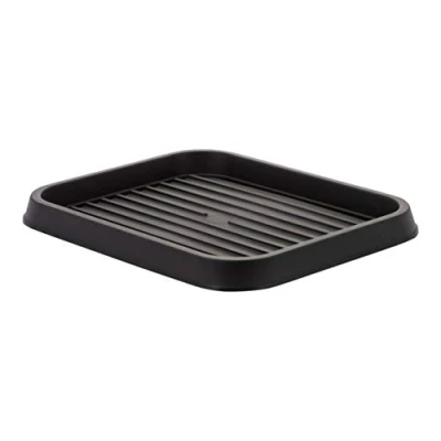 Immagine di Iris Ohyama, scolapiatti, vassoio, scarpiera in plastica e cestino per stivali con bordo, Lotto di 3, SHT S, nero, impilabile, clip chiusura L38 x P76 A2,5 cm