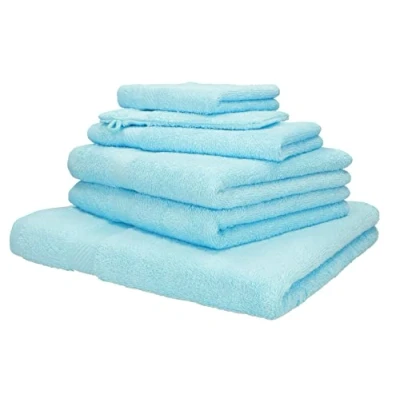 Immagine di Betz Set di 6 Asciugamani Palermo 100% Cotone 1 Asciugamano da Doccia 2 per Ospiti Lavette Guanto Bagno Colore Blu