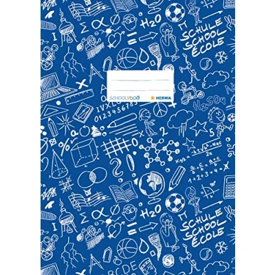 Immagine di HERMA Schoolydoo Set di 5 protezioni per quaderni in polipro, formato A4, con etichetta, colore: Blu