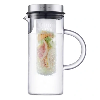 Immagine di SILBERTHAL caraffa in vetro con inserto per frutta, da 1 litro coperchio, lavabile lavastoviglie e resistente al calore