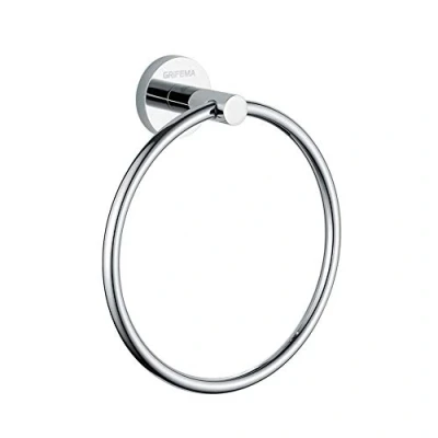 Immagine di GRIFEMA IBIZA G30104 Porta Salviette ad Anello, Portasciugamani Anello di Ottone, Argento/Cromo