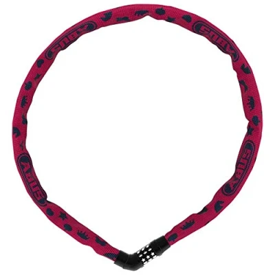Immagine di ABUS Steel O Chain 4804C Lucchetto a catena con simboli combinazione per biciclette bambini Livello di sicurezza 3 75 cm Rosa