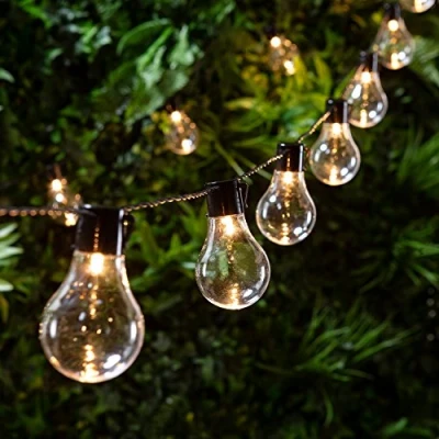 Immagine di Lights4fun Catena Luminosa di 20 Lampadine con LED Bianco Caldo a Pile per Interni