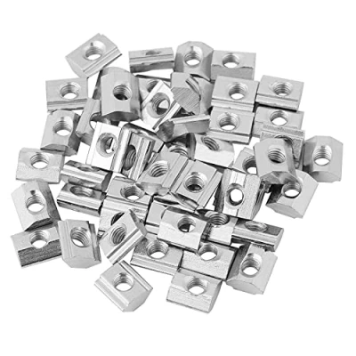 Immagine di Dadi a T serie 50 pezzi scorrevoli tipo UE 20/30 M4/M5/M6 in acciaio al carbonio filettatura testa martello dado per accessori profilo di estrusione alluminio(EU30 M6)
