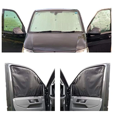 Immagine di Parasole Parabrezza Auto Interno Compatibile con Renault Trafic (2000 2014)(Set Anteriore) Dorso Carbone,Reversibile e Termico