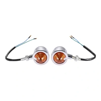 Immagine di GOOFIT Indicatori di Direzione, 1 paio 12V DC Moto Retro Universale Lampade Ambra Anteriore Motocross Sostituzione per Scooter ATV Quad Pit Bike Go kart Ciclomotore Argento