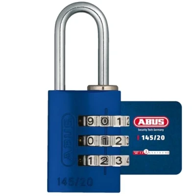 Immagine di ABUS Lucchetto a combinazione 145/20 blu per bagagli, armadietti e molto altro. in alluminio codice numerico regolabile individualmente livello di sicurezza 3