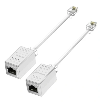 Immagine di cavo splitter di rete, adattatore da RJ45 femmina a RJ11 maschio per Ethernet, telefonico nero 6P4C Ethernet 8P8C，confezione 2 pezzi, colore