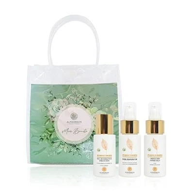 Immagine di Almagreen Travel size Kit Dermopurificante Mini Beautè per Pelle grassa e acneica con Gel detergente 50 ml, Crema viso 30 ml Siero esfoliante 15