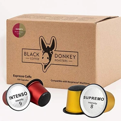 Immagine di Black Donkey Coffee Roasters 100 Capsule Caffè compatibili con le Macchine ad uso domestico Nespresso®* (VARIETÀ DI CAFFÈ)