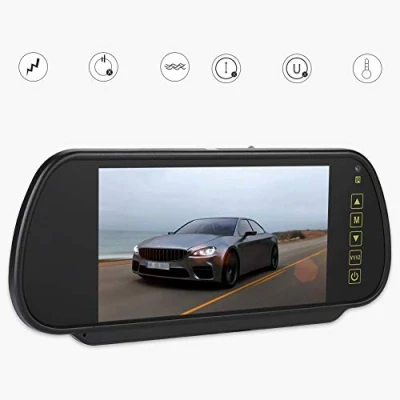 Immagine di Wendry Display LCD per Auto,Interfaccia Video Av1 AV2,Protezione da cortocircuito Auto 7 Pollici Specchio retrovisore Monitor con oscuramento Automatico Telecamera Posteriore