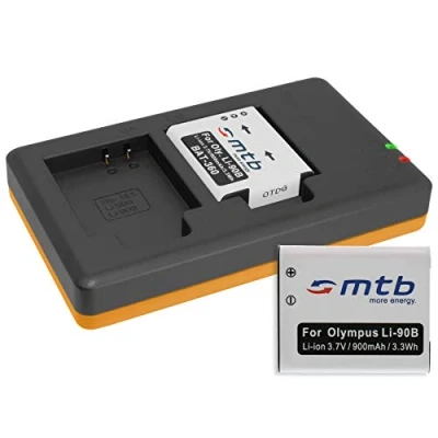 Immagine di 2 Batterie + Caricabatteria doppio (USB) per LI 90B 92B / Olympus Stylus SH 1, 2, 50, 60 SP 100EE XZ Tough TG … v. lista (Cavo USB micro incluso)