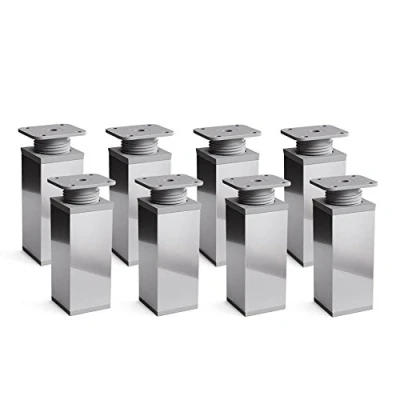 Immagine di sossai® Gambe per mobili MFV1 set di 8 regolabili in altezza Altezza: 80 mm (+20mm) Design: Cromo Forma angolare: 40 x Viti inclusi