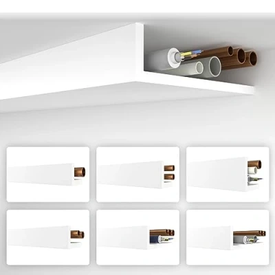Immagine di HEXIMO profilo angolare bianco, 1,7 metri, profili di copertura XPS per tubi riscaldamento, a L, modello: HRA 6 71 x 280 mm (1,7 metri/listello)
