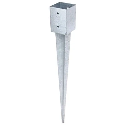 Immagine di Alberts 211318 Porta palo da ancorare nel terreno, per pali di legno rotondi o quadrati, zincato a caldo, 101 x mm, Lunghezza totale 900 mm