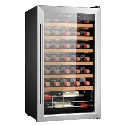Immagine di Cecotec Bolero grandsommelier 34030 inox compressore, 80 l, raffreddamento a temperatura regolabile da 5 18C, controllo touch, Display, LED interno.