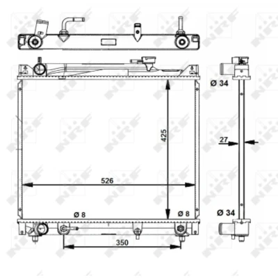Immagine di NRF 53289 Radiatore motore Alluminio 526 425 27 Alette di raffreddamento saldate SUZUKI: Grand Vitara 1 SUV, I SUV Cabrio