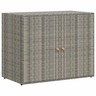 Immagine di vidaXL Mobile Portaoggetti da Giardino Grigio 100x55,5x80cm Polyrattan