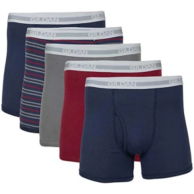 Immagine di GILDAN Boxer a Gamba Multipla Corti, Blu Misto (Confezione da 5, Lunghezza più Corta), XXL (Pacco 5) Uomo