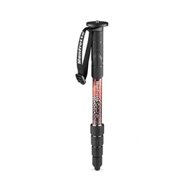 Immagine di Manfrotto Element MII MMELMIIA5RD, Monopiede Alluminio 5 Sezioni Leggero da Viaggio, Rosso, Fascia Polso, Impugnatura di Gomma, Twist Lock, Carico 16 kg, per Fotocamere Compatte, Mirrorless, Reflex